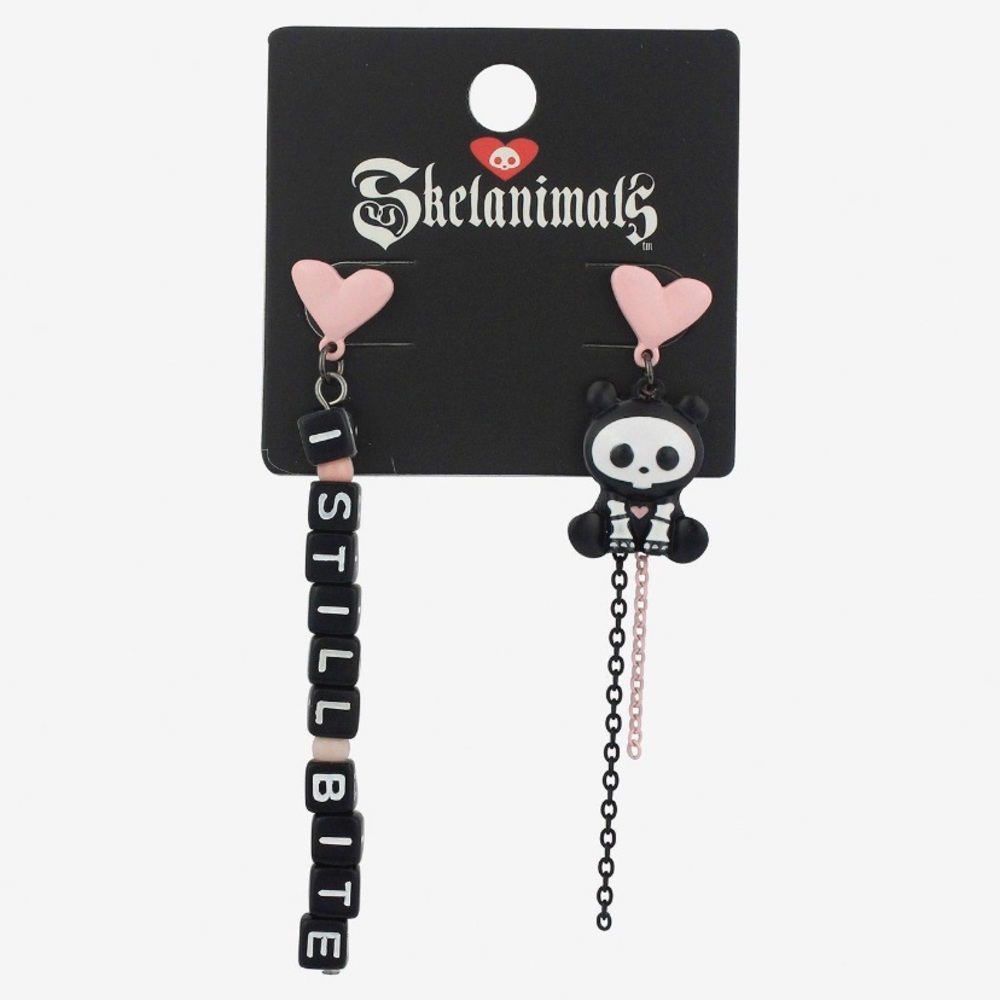 Skelanimals Pink Mismatch Earrings‎ Spooky Halloween